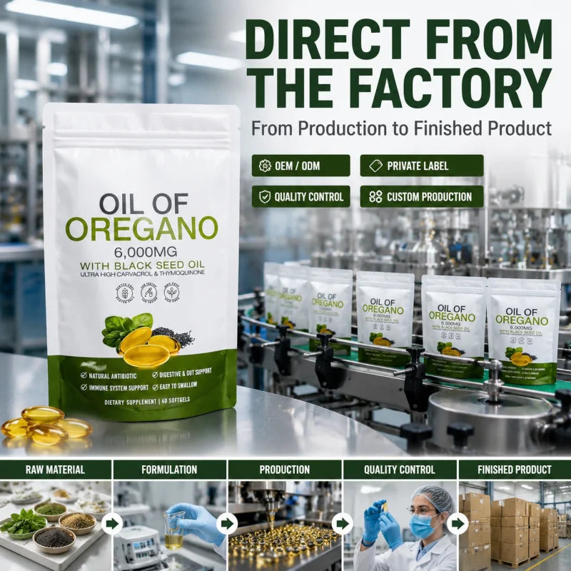 Natural Oil of Oregano Softgels 6000mg with Black Seed Oil Carvacrol Thymoquinone Herbal Supplement