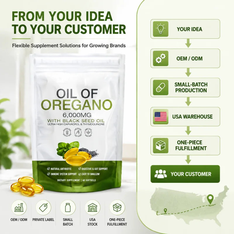 Natural Oil of Oregano Softgels 6000mg with Black Seed Oil Carvacrol Thymoquinone Herbal Supplement